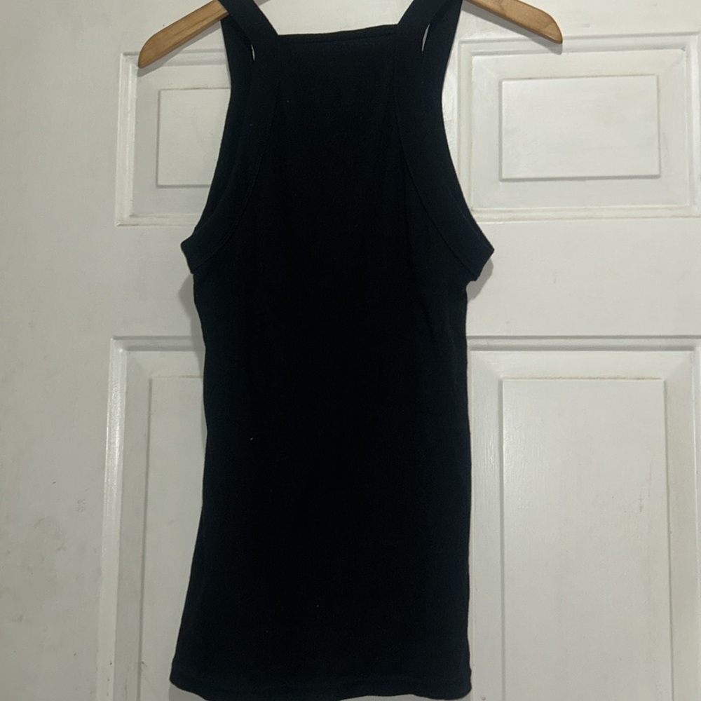 True Religion Tank Top Ladies Large black Ribbed Sleeveless Stretch! - Picture 4 of 4